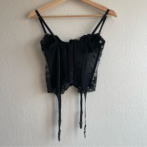 Alt Goth Black Lace Corset Bustier with Garter Straps Papillon Blanc